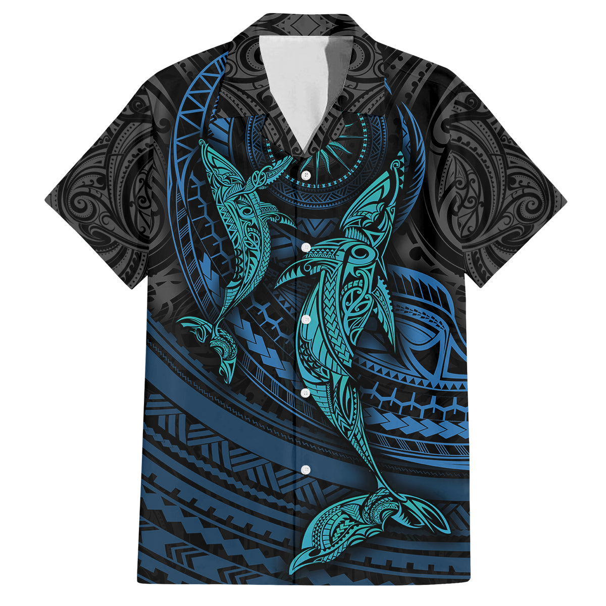 Polynesian Whale Family Matching Puletasi Dress and Hawaiian Shirt - Wonder Print Shop