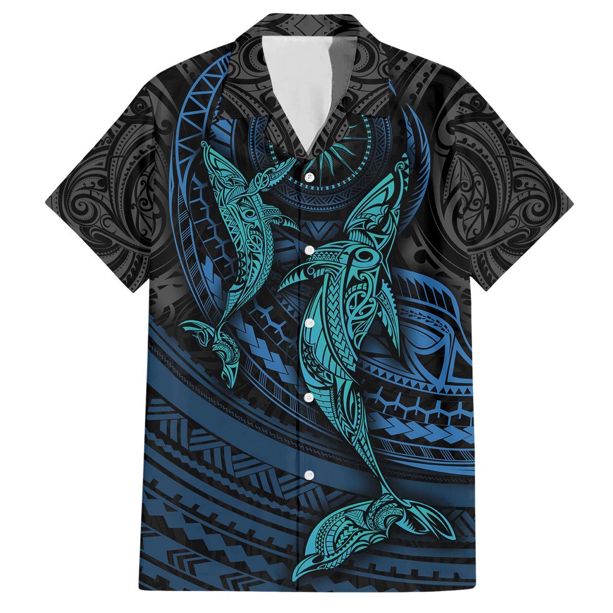 Polynesian Whale Hawaiian Shirt - Wonder Print Shop
