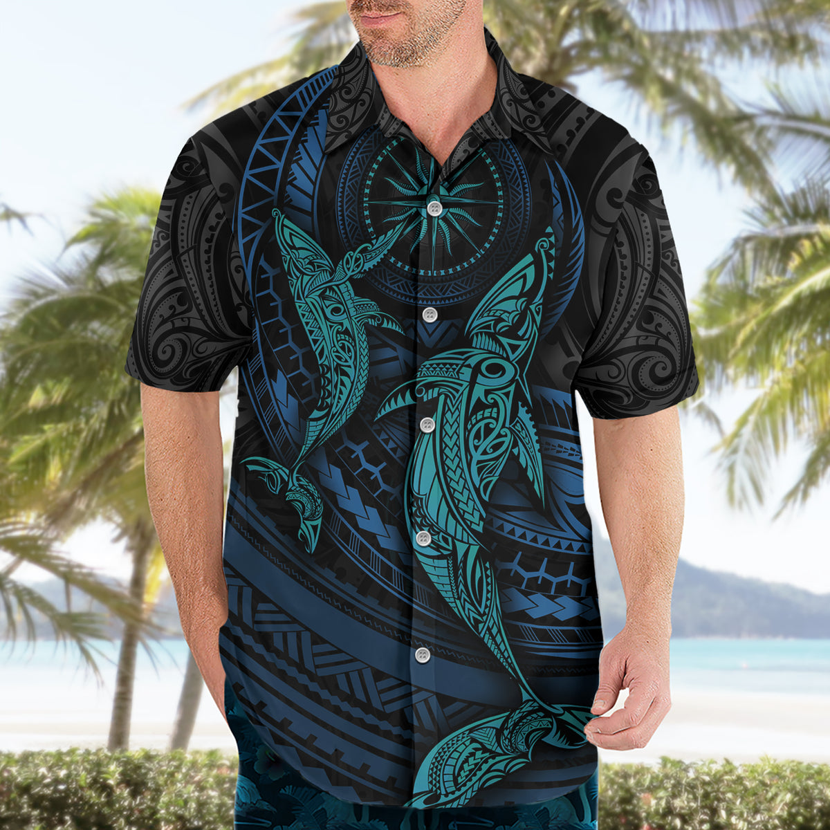 Polynesian Whale Hawaiian Shirt - Wonder Print Shop