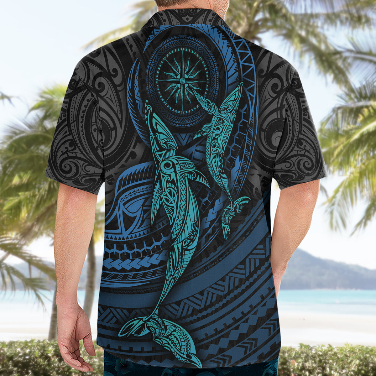 Polynesian Whale Hawaiian Shirt - Wonder Print Shop