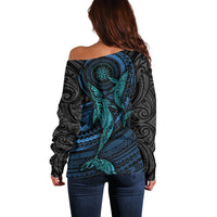 Polynesian Whale Off Shoulder Sweater - Wonder Print Shop