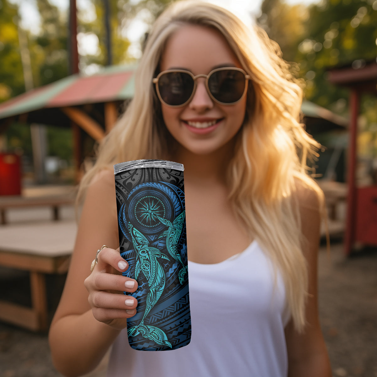 Polynesian Whale Skinny Tumbler - Wonder Print Shop