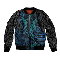 Polynesian Whale Sleeve Zip Bomber Jacket - Wonder Print Shop