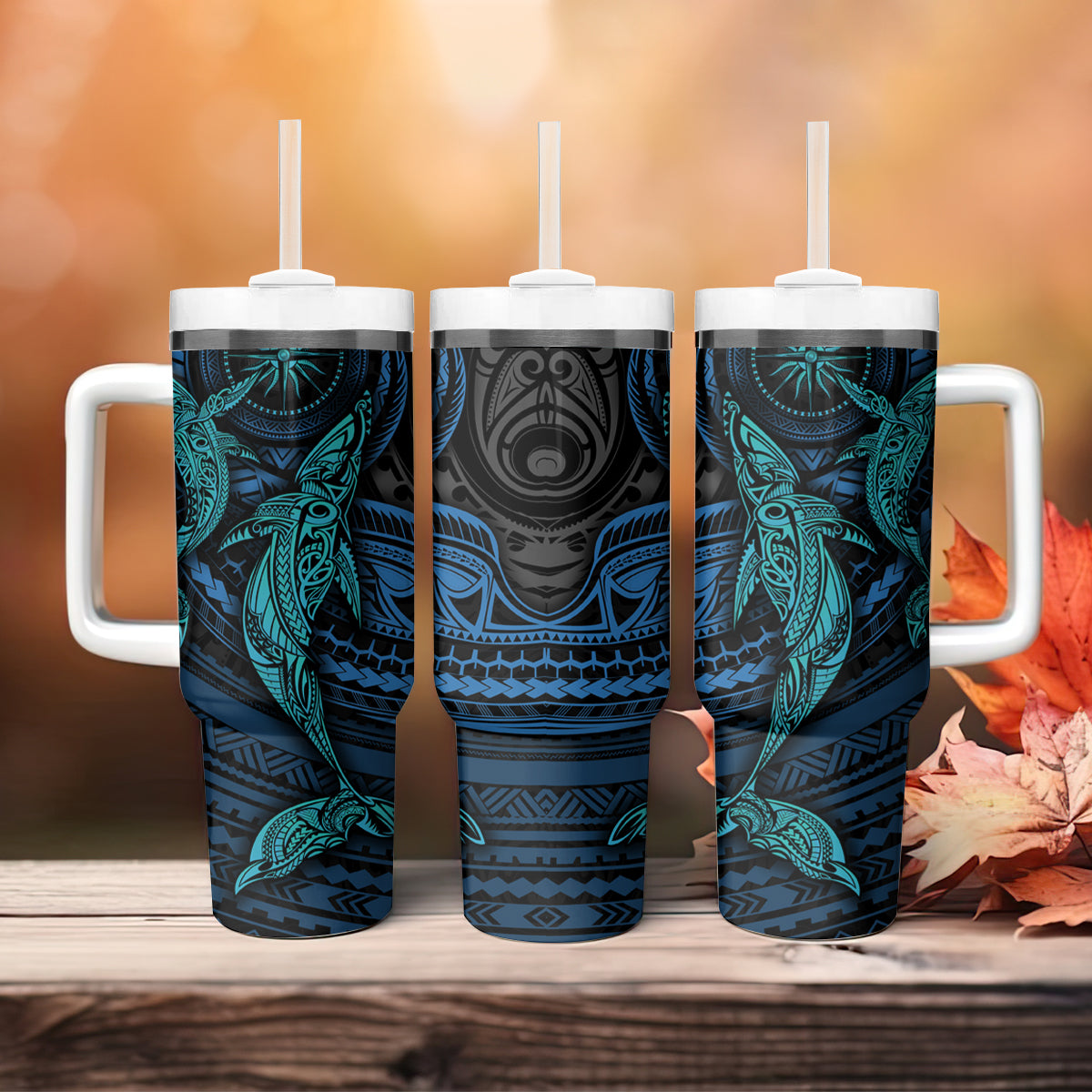 Polynesian Whale Tumbler With Handle - Wonder Print Shop