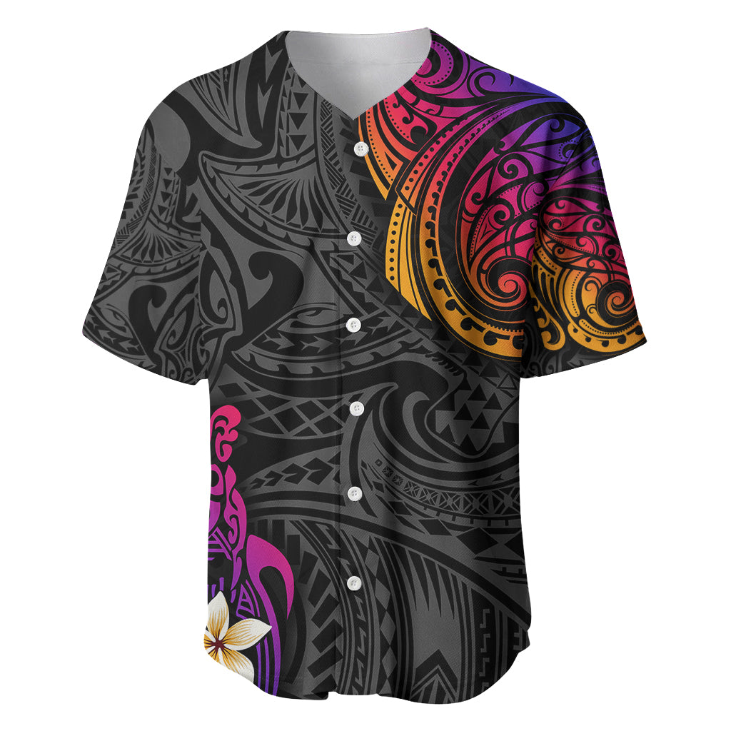 Turtle and Plumeria - Polynesian Baseball Jersey - Wonder Print Shop