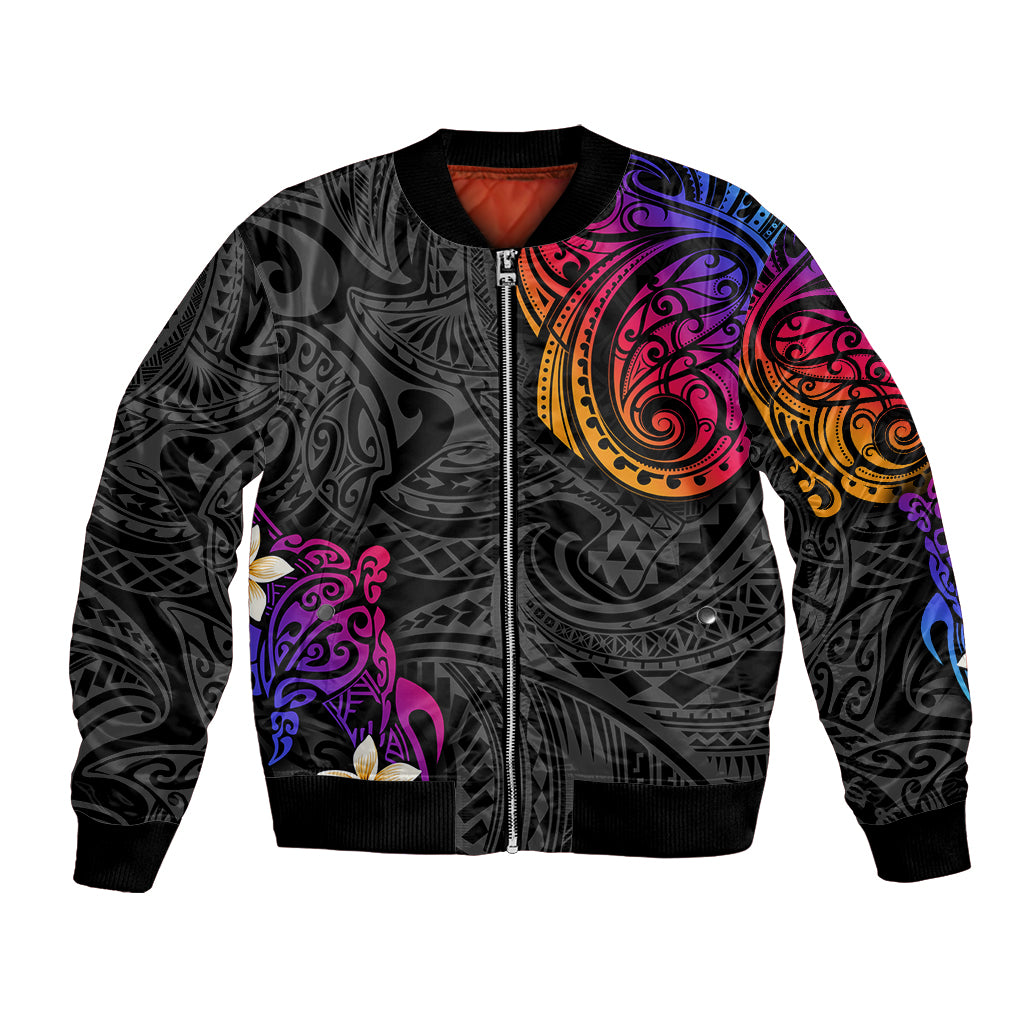 Turtle and Plumeria - Polynesian Bomber Jacket - Wonder Print Shop