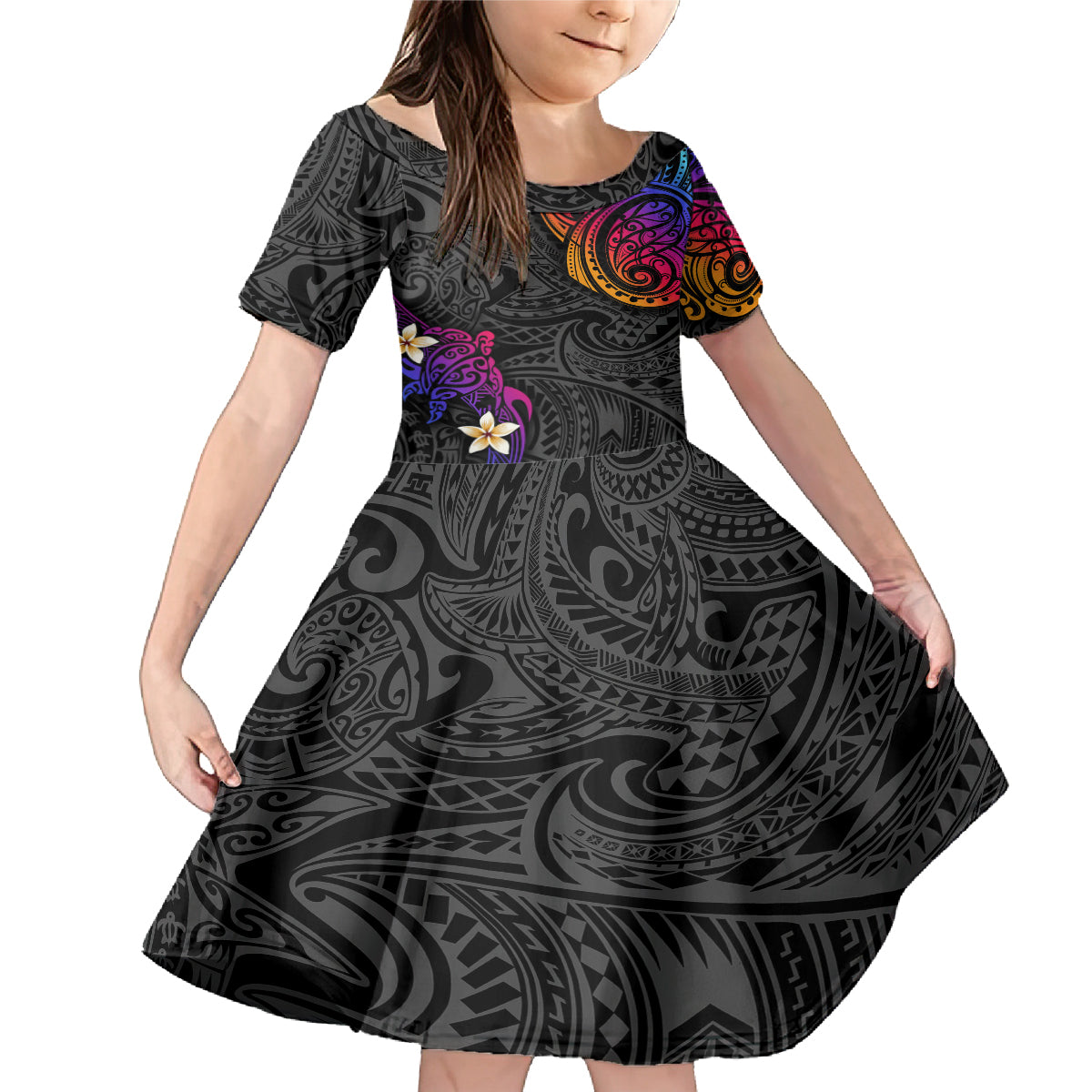 Turtle and Plumeria - Polynesian Family Matching Mermaid Dress and Hawaiian Shirt - Wonder Print Shop