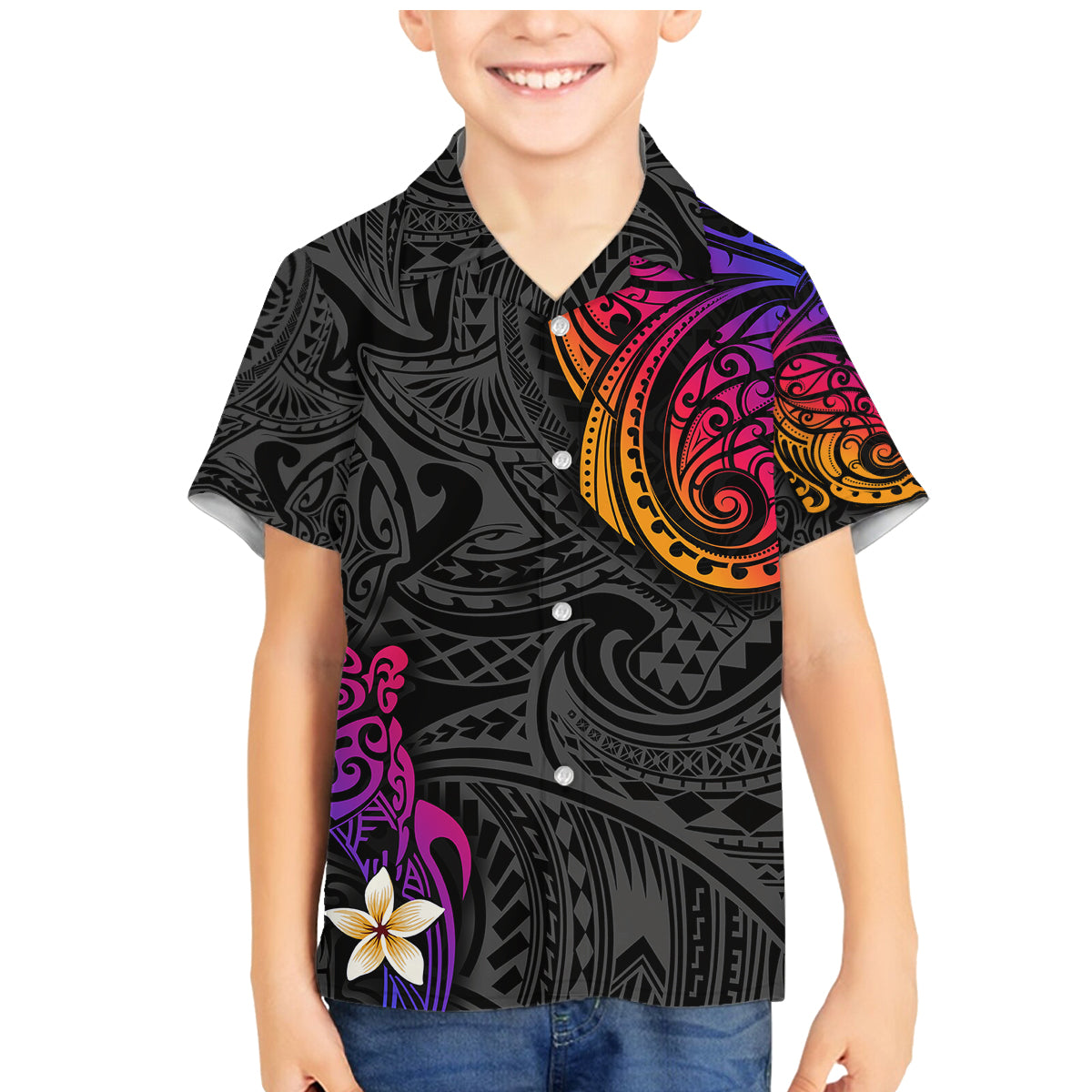 Turtle and Plumeria - Polynesian Family Matching Mermaid Dress and Hawaiian Shirt - Wonder Print Shop