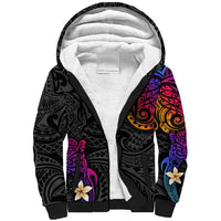 Turtle and Plumeria - Polynesian Sherpa Hoodie - Wonder Print Shop