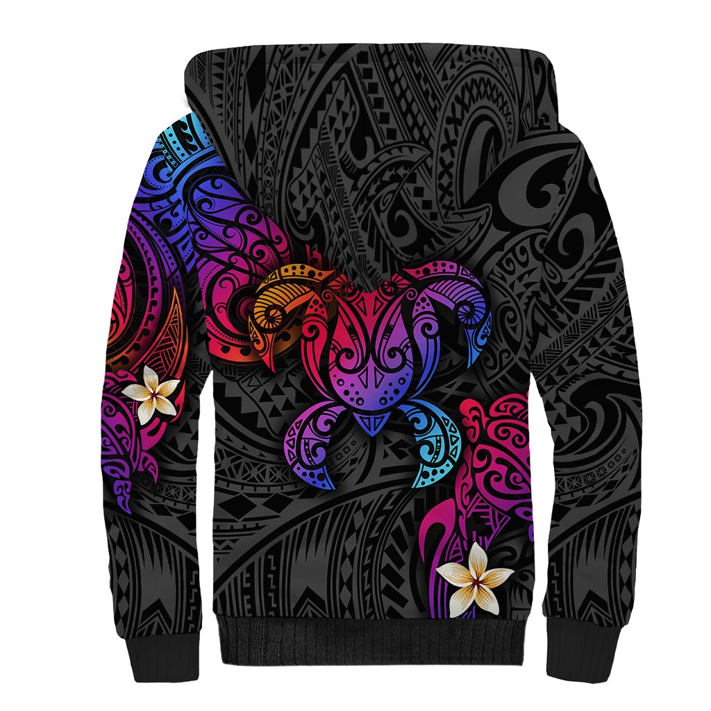 Turtle and Plumeria - Polynesian Sherpa Hoodie - Wonder Print Shop
