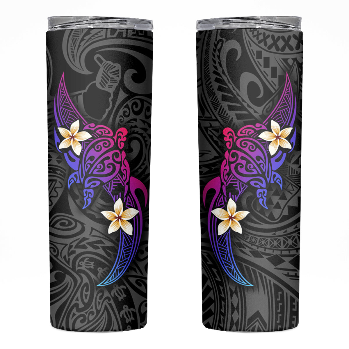 Turtle and Plumeria - Polynesian Skinny Tumbler - Wonder Print Shop