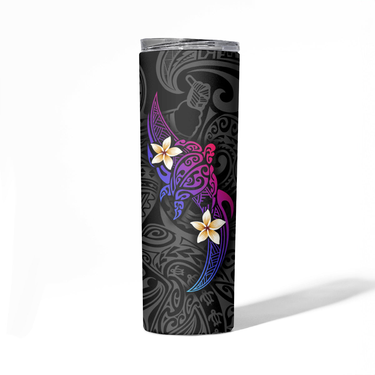 Turtle and Plumeria - Polynesian Skinny Tumbler - Wonder Print Shop