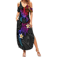 Turtle and Plumeria - Polynesian Summer Maxi Dress - Wonder Print Shop
