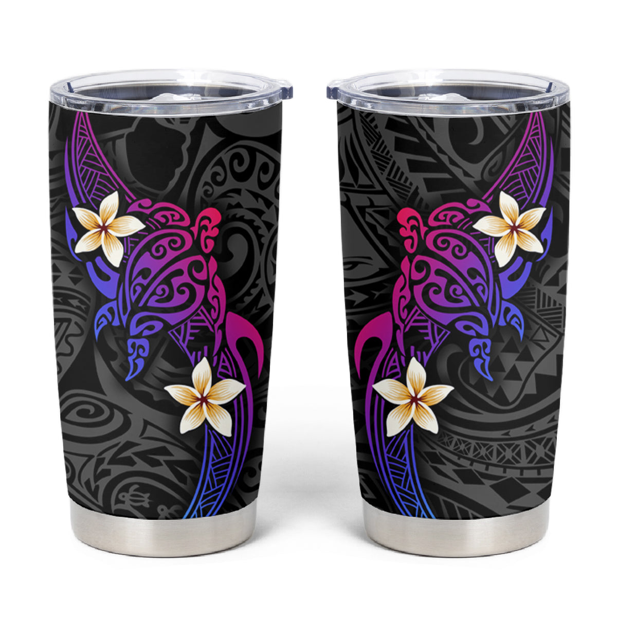 Turtle and Plumeria - Polynesian Tumbler Cup - Wonder Print Shop
