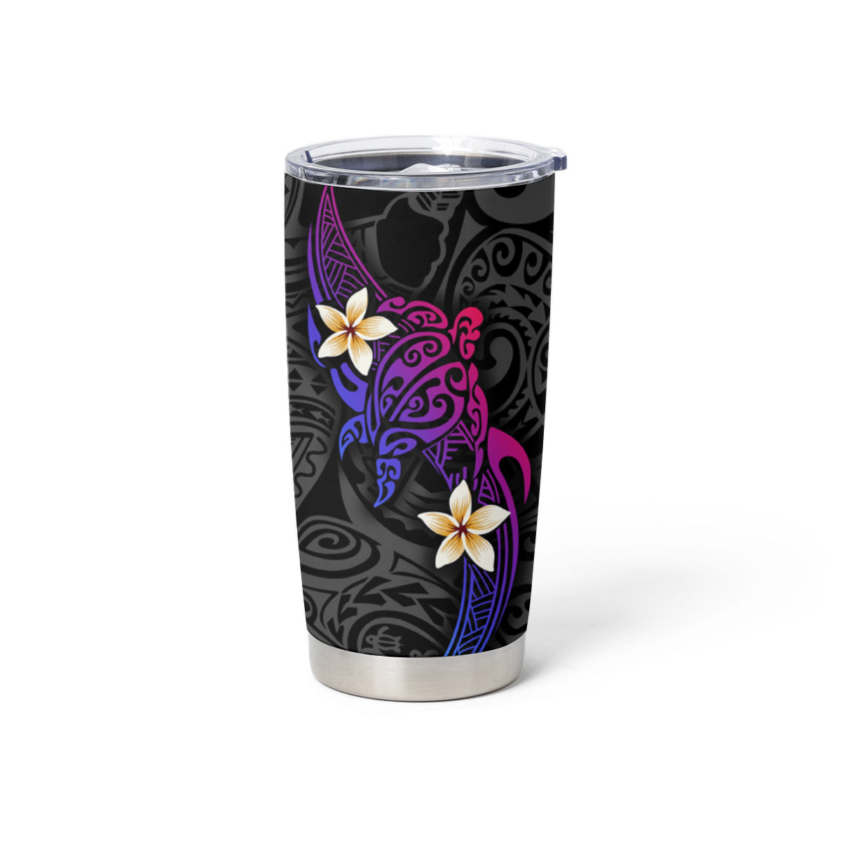 Turtle and Plumeria - Polynesian Tumbler Cup - Wonder Print Shop