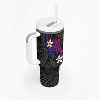 Turtle and Plumeria - Polynesian Tumbler With Handle - Wonder Print Shop