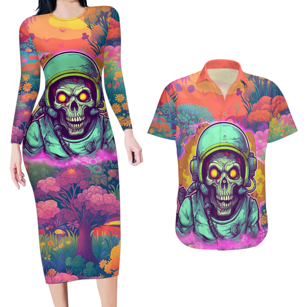 I'm Not Perfect But I'm 100% Me Couples Matching Long Sleeve Bodycon Dress and Hawaiian Shirt - Wonder Print Shop