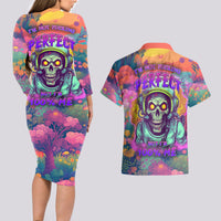 I'm Not Perfect But I'm 100% Me Couples Matching Long Sleeve Bodycon Dress and Hawaiian Shirt - Wonder Print Shop