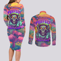 I'm Not Perfect But I'm 100% Me Couples Matching Long Sleeve Bodycon Dress and Long Sleeve Button Shirts - Wonder Print Shop