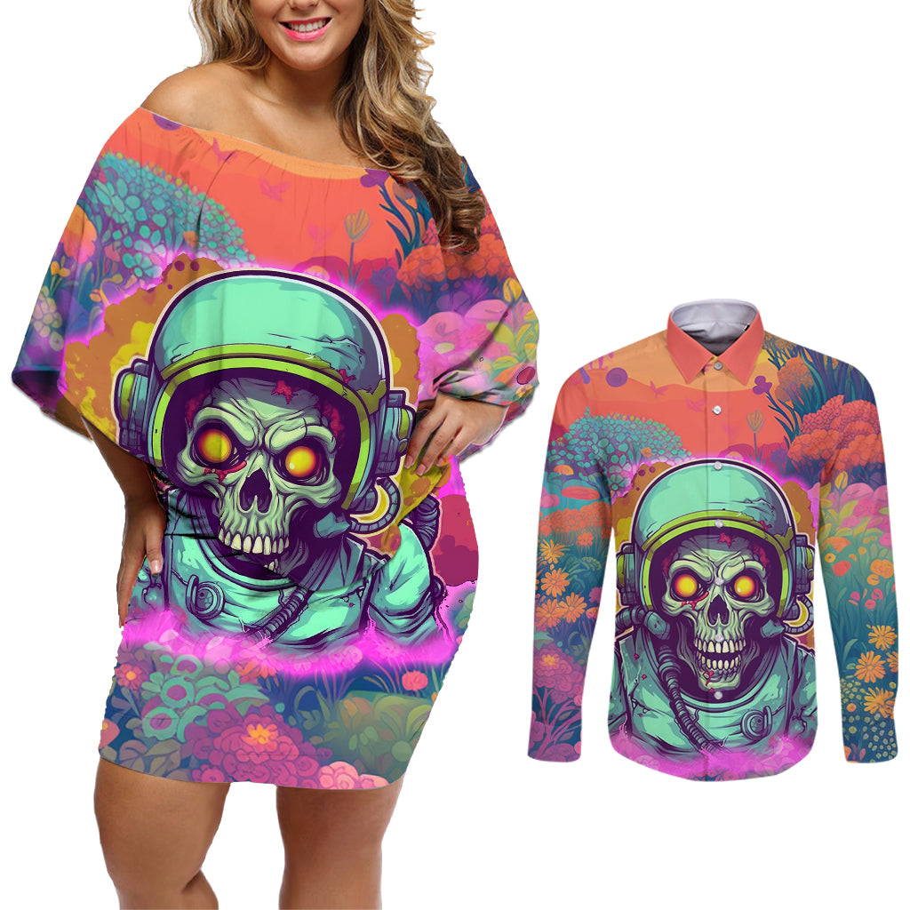 I'm Not Perfect But I'm 100% Me Couples Matching Off Shoulder Short Dress and Long Sleeve Button Shirts - Wonder Print Shop