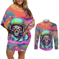 I'm Not Perfect But I'm 100% Me Couples Matching Off Shoulder Short Dress and Long Sleeve Button Shirts - Wonder Print Shop