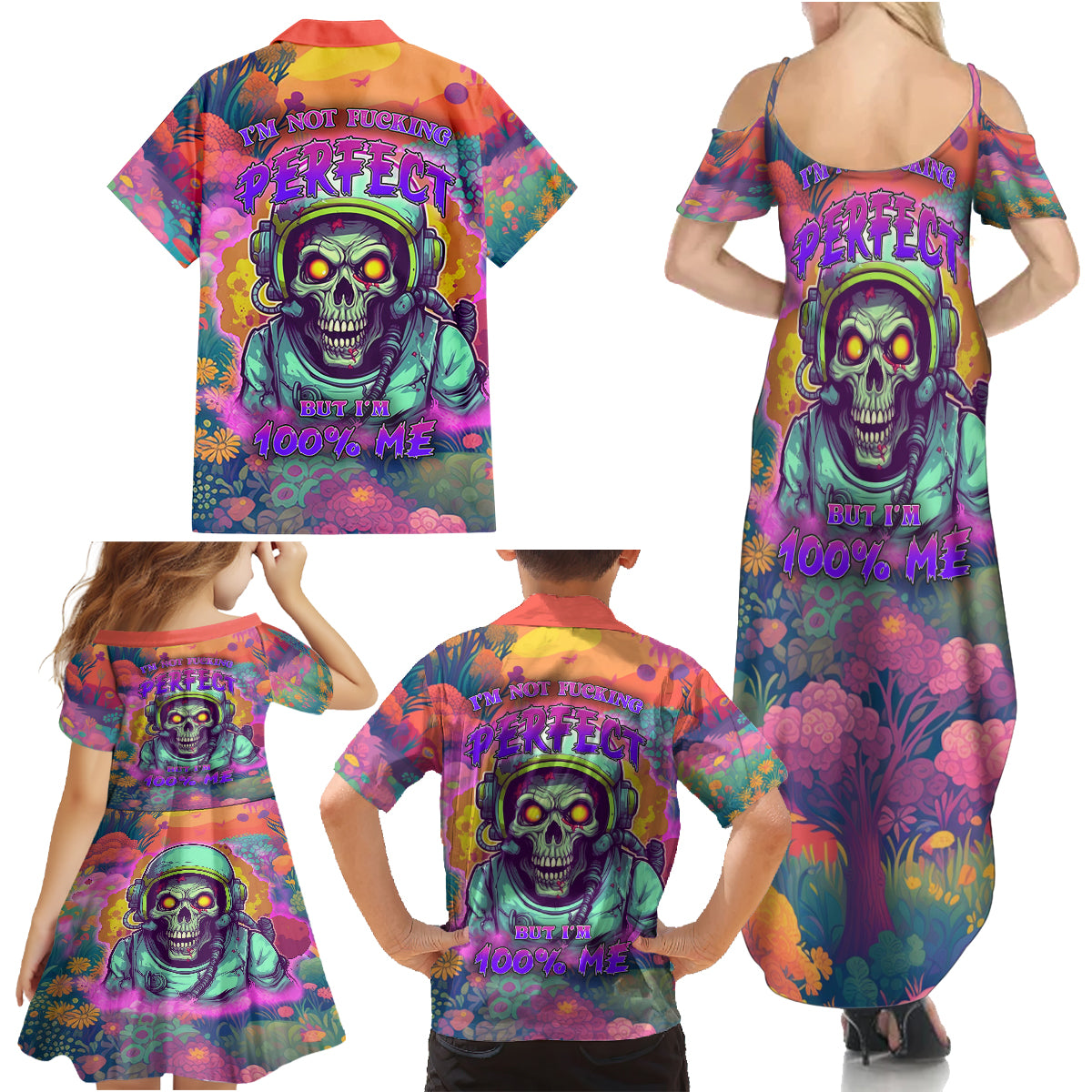 I'm Not Perfect But I'm 100% Me Family Matching Summer Maxi Dress and Hawaiian Shirt - Wonder Print Shop