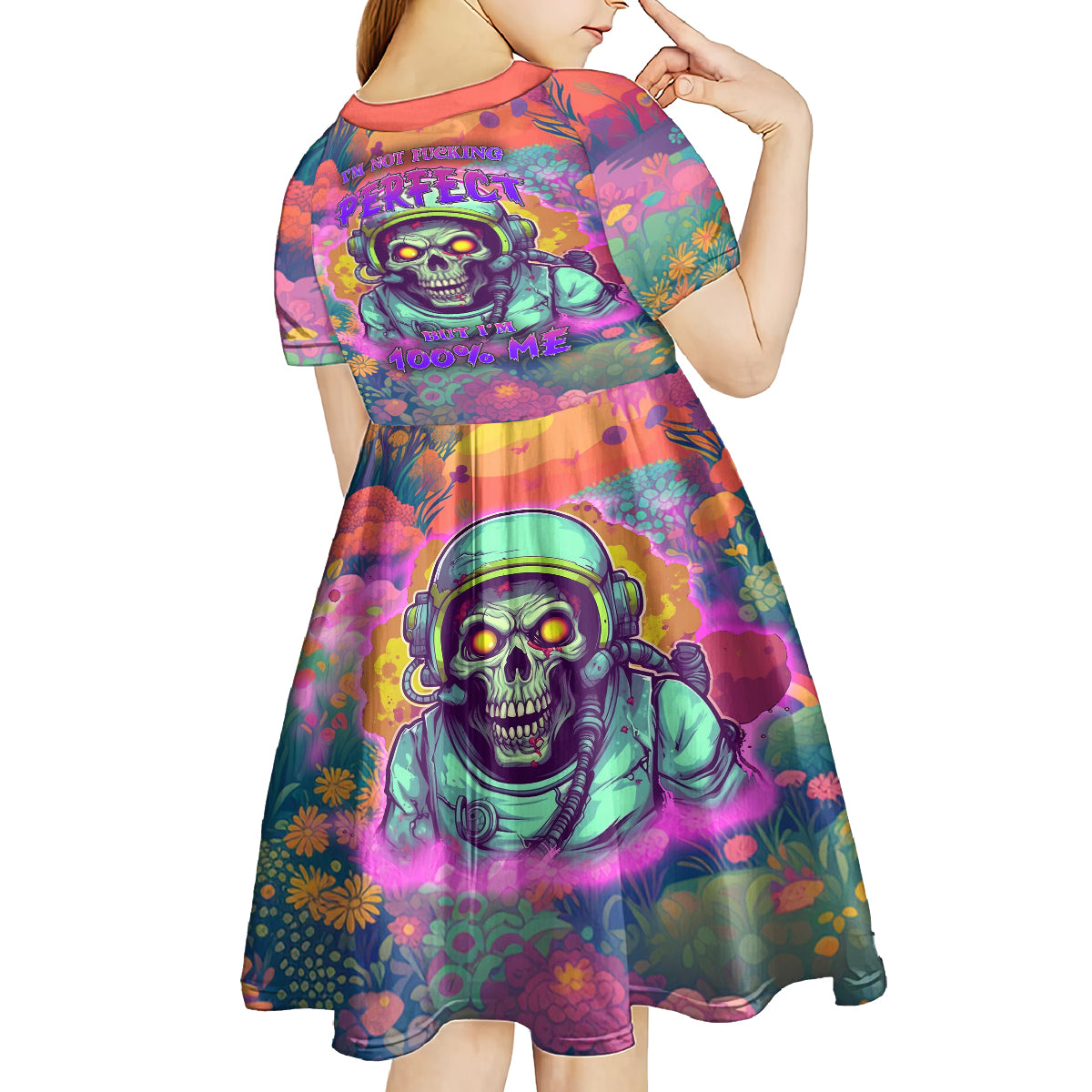 I'm Not Perfect But I'm 100% Me Kid Short Sleeve Dress - Wonder Print Shop