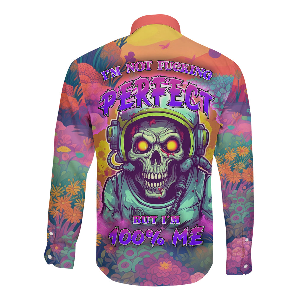I'm Not Perfect But I'm 100% Me Long Sleeve Button Shirt - Wonder Print Shop