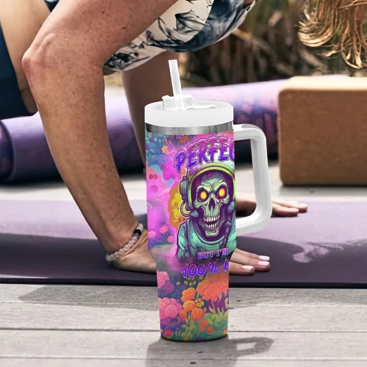 I'm Not Perfect But I'm 100% Me Tumbler With Handle - Wonder Print Shop