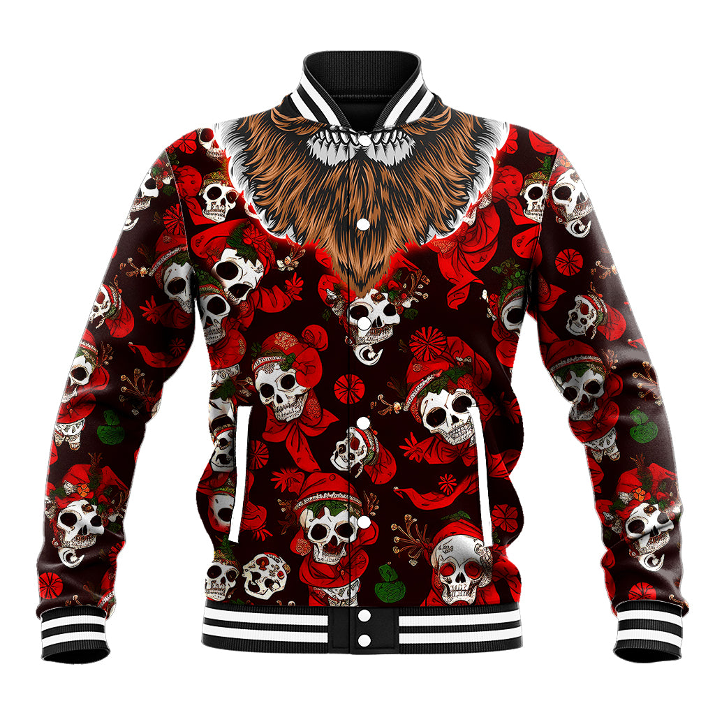 Christmas Skull Baseball Jacket When You're Dead Inside But It's Christmas - Wonder Print Shop