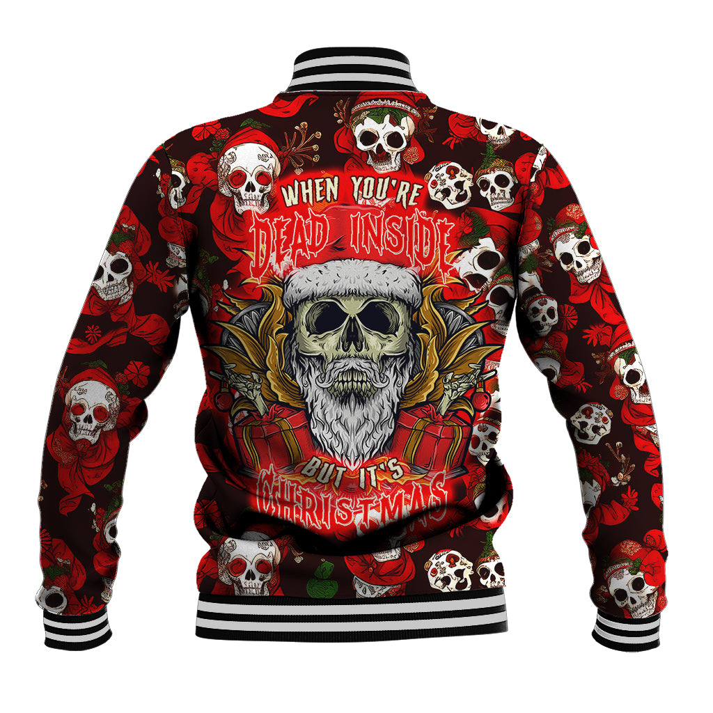 Christmas Skull Baseball Jacket When You're Dead Inside But It's Christmas - Wonder Print Shop