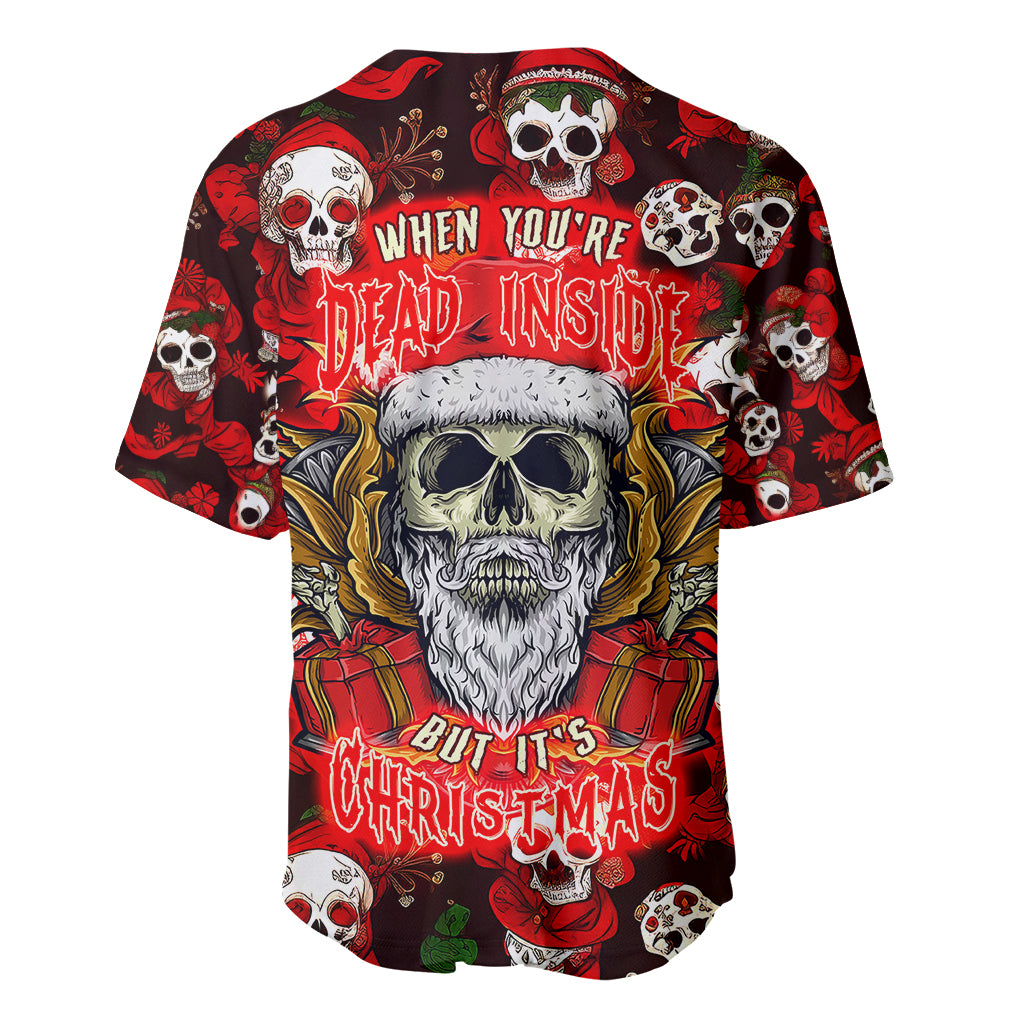 Christmas Skull Baseball Jersey When You're Dead Inside But It's Christmas - Wonder Print Shop