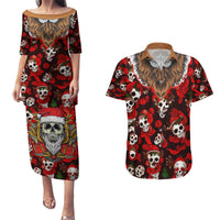 Christmas Skull Couples Matching Puletasi Dress and Hawaiian Shirt When You're Dead Inside But It's Christmas - Wonder Print Shop