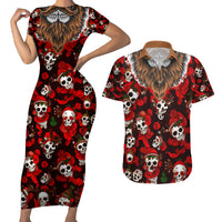 Christmas Skull Couples Matching Short Sleeve Bodycon Dress and Hawaiian Shirt When You're Dead Inside But It's Christmas - Wonder Print Shop