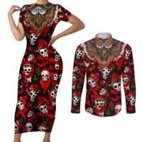 Christmas Skull Couples Matching Short Sleeve Bodycon Dress and Long Sleeve Button Shirts When You're Dead Inside But It's Christmas - Wonder Print Shop