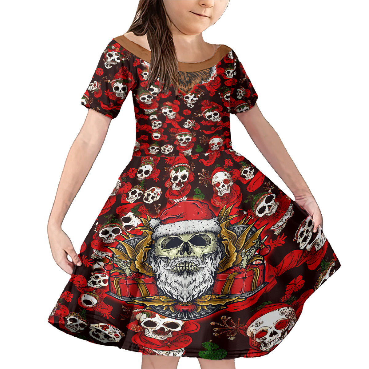 Christmas Skull Family Matching Mermaid Dress and Hawaiian Shirt When You're Dead Inside But It's Christmas - Wonder Print Shop