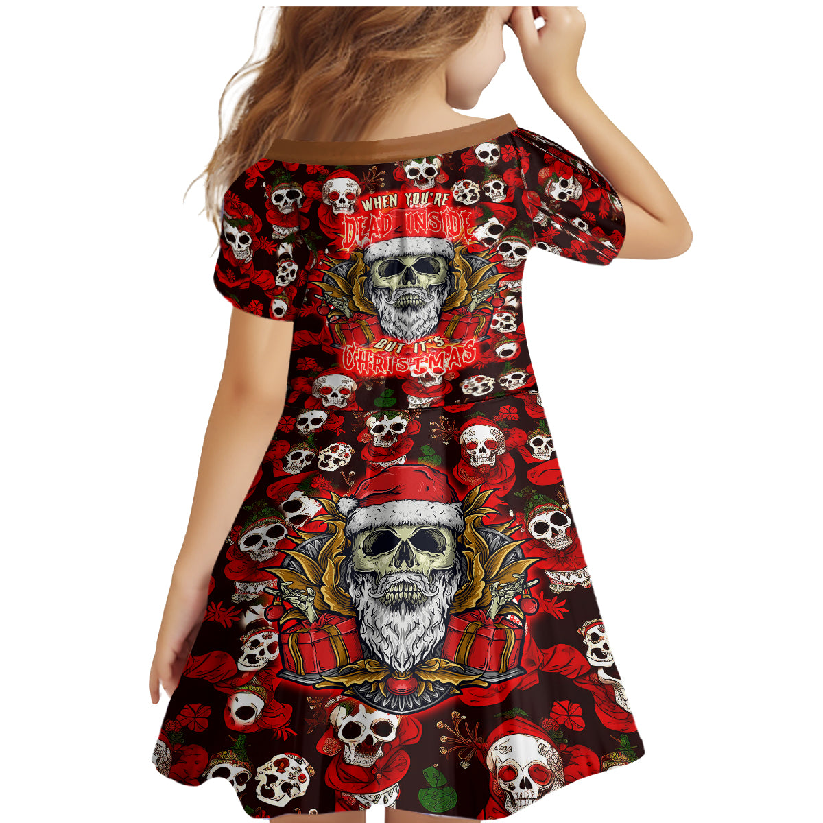 Christmas Skull Family Matching Mermaid Dress and Hawaiian Shirt When You're Dead Inside But It's Christmas - Wonder Print Shop