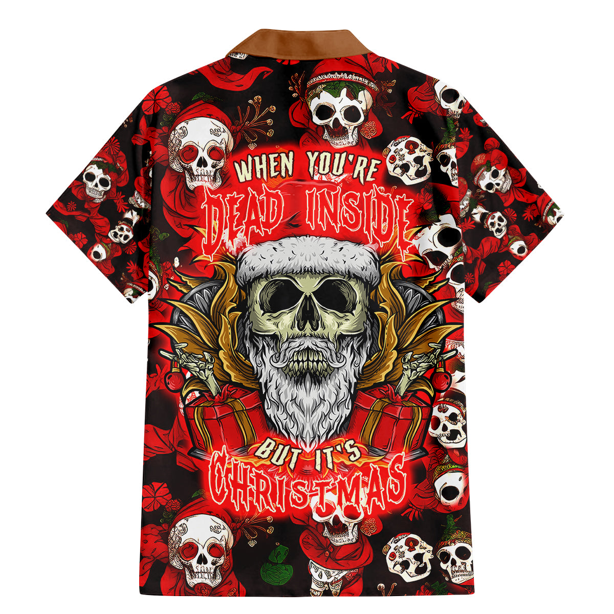 Christmas Skull Family Matching Mermaid Dress and Hawaiian Shirt When You're Dead Inside But It's Christmas - Wonder Print Shop