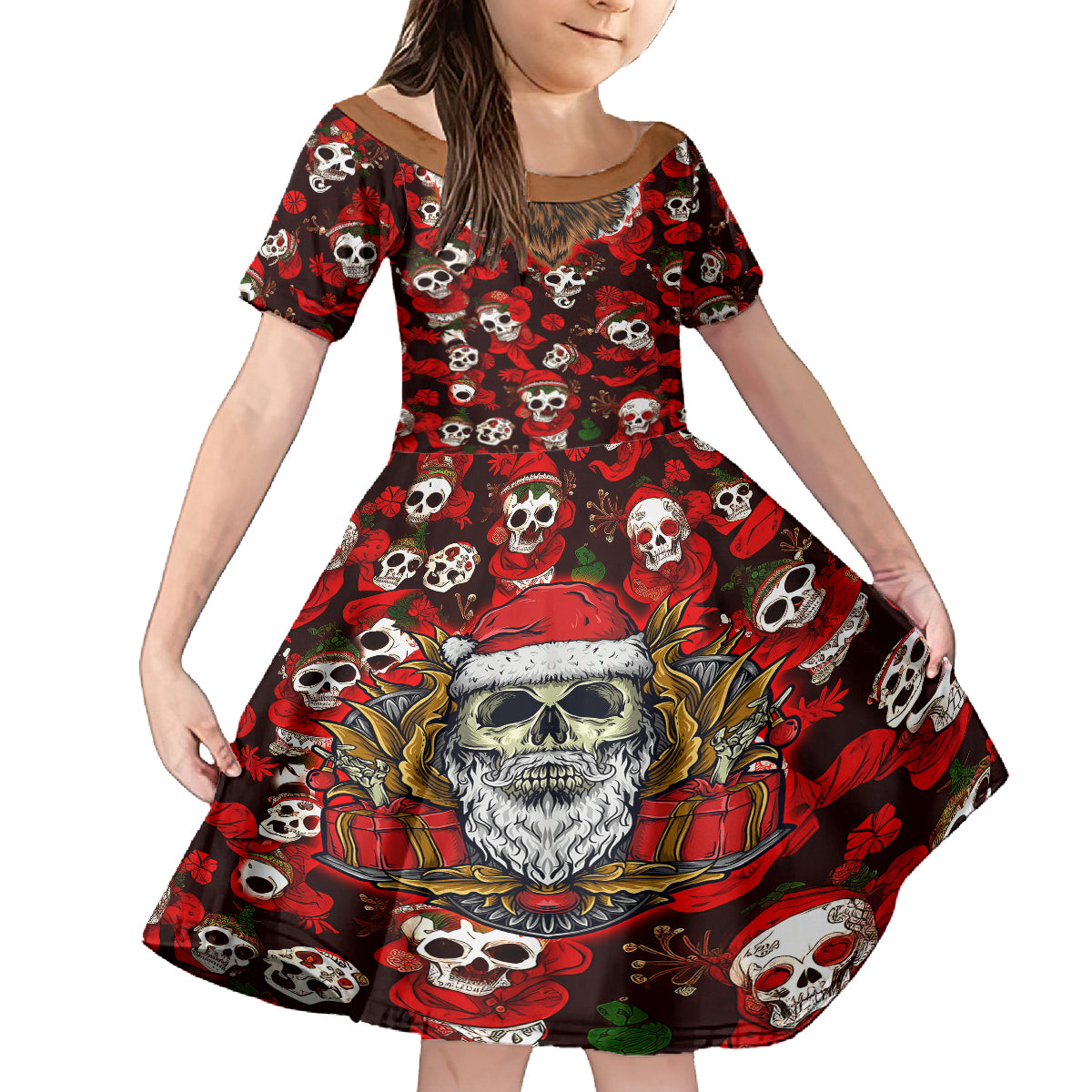 Christmas Skull Family Matching Puletasi Dress and Hawaiian Shirt When You're Dead Inside But It's Christmas - Wonder Print Shop