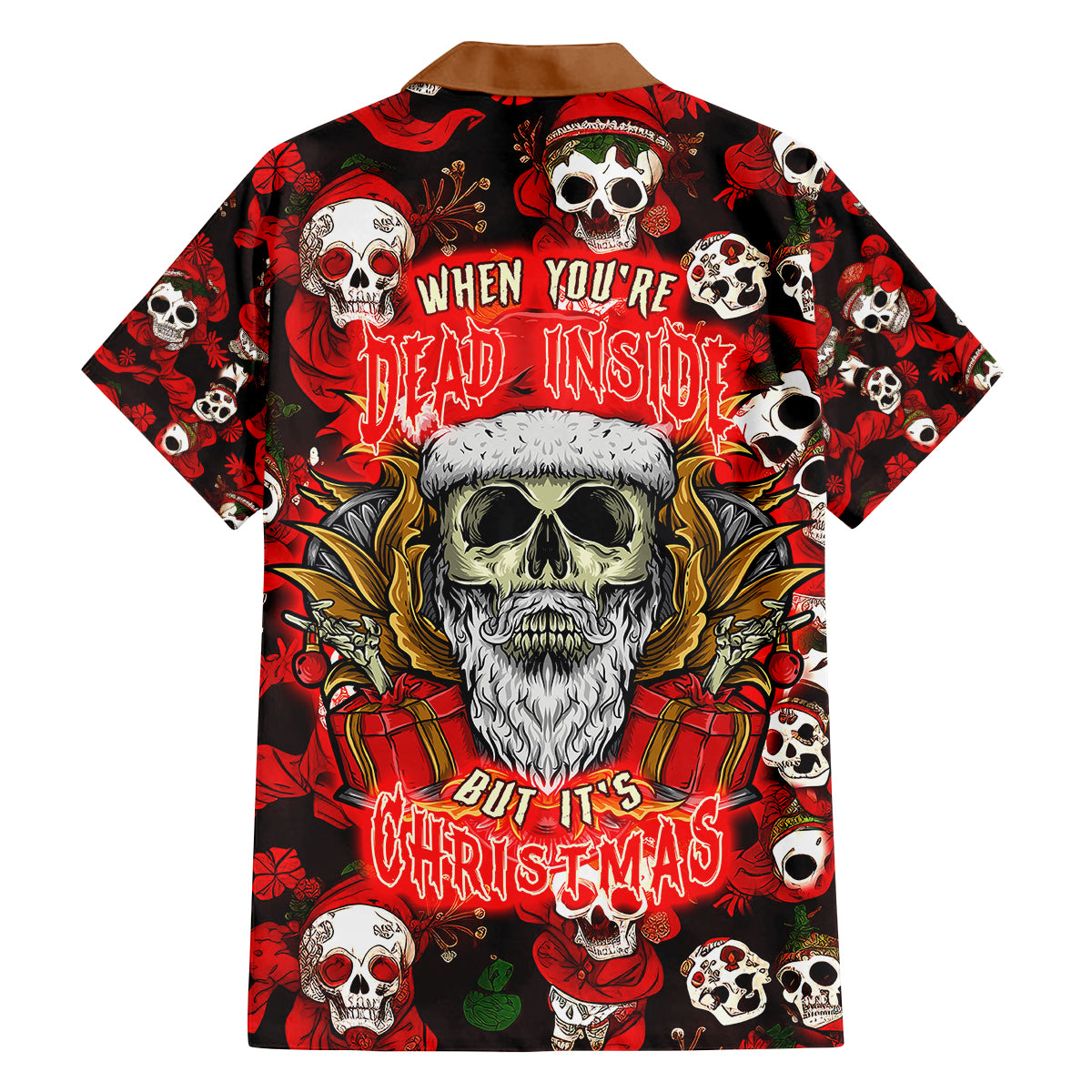 Christmas Skull Family Matching Puletasi Dress and Hawaiian Shirt When You're Dead Inside But It's Christmas - Wonder Print Shop