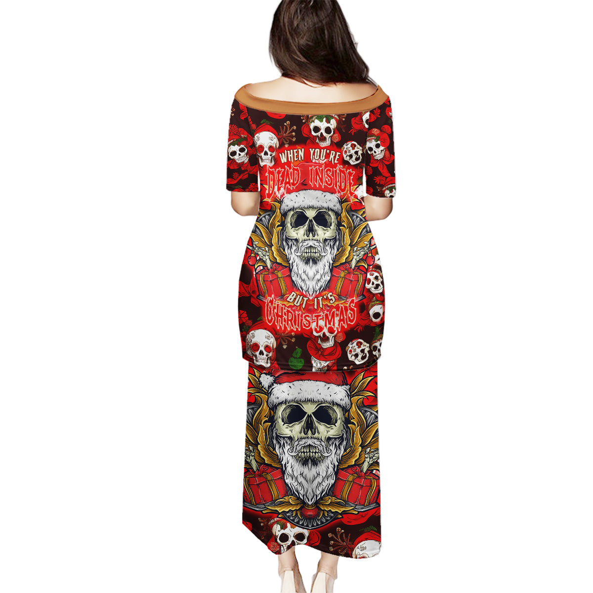 Christmas Skull Family Matching Puletasi Dress and Hawaiian Shirt When You're Dead Inside But It's Christmas - Wonder Print Shop