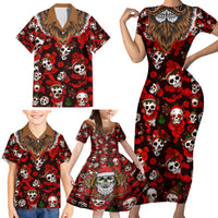 Christmas Skull Family Matching Short Sleeve Bodycon Dress and Hawaiian Shirt When You're Dead Inside But It's Christmas - Wonder Print Shop