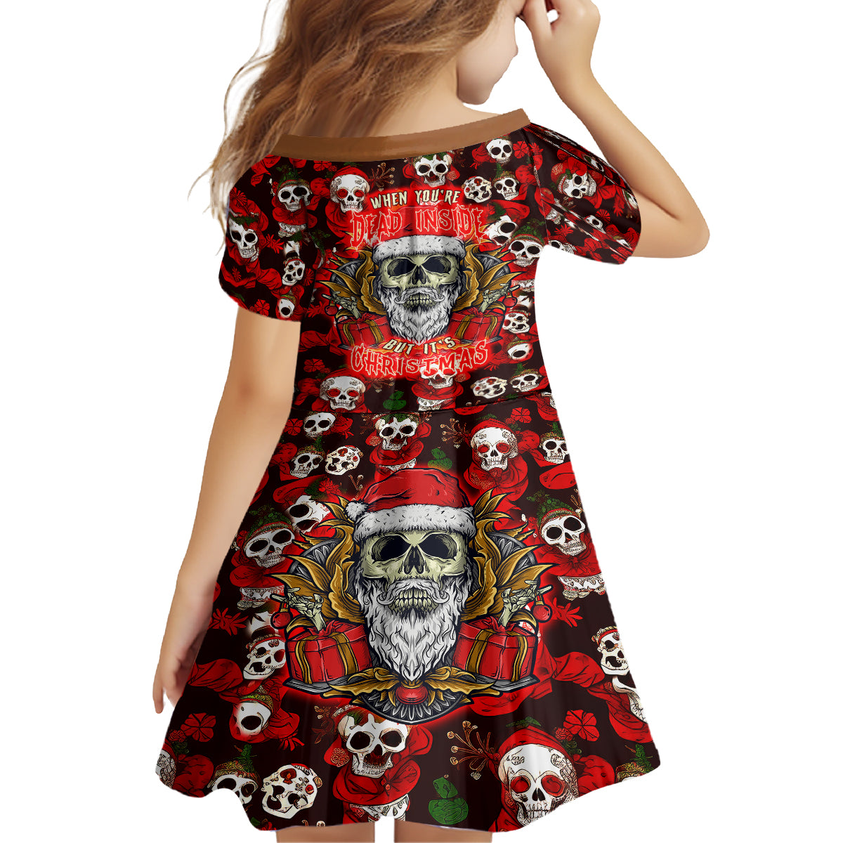 Christmas Skull Family Matching Summer Maxi Dress and Hawaiian Shirt When You're Dead Inside But It's Christmas - Wonder Print Shop