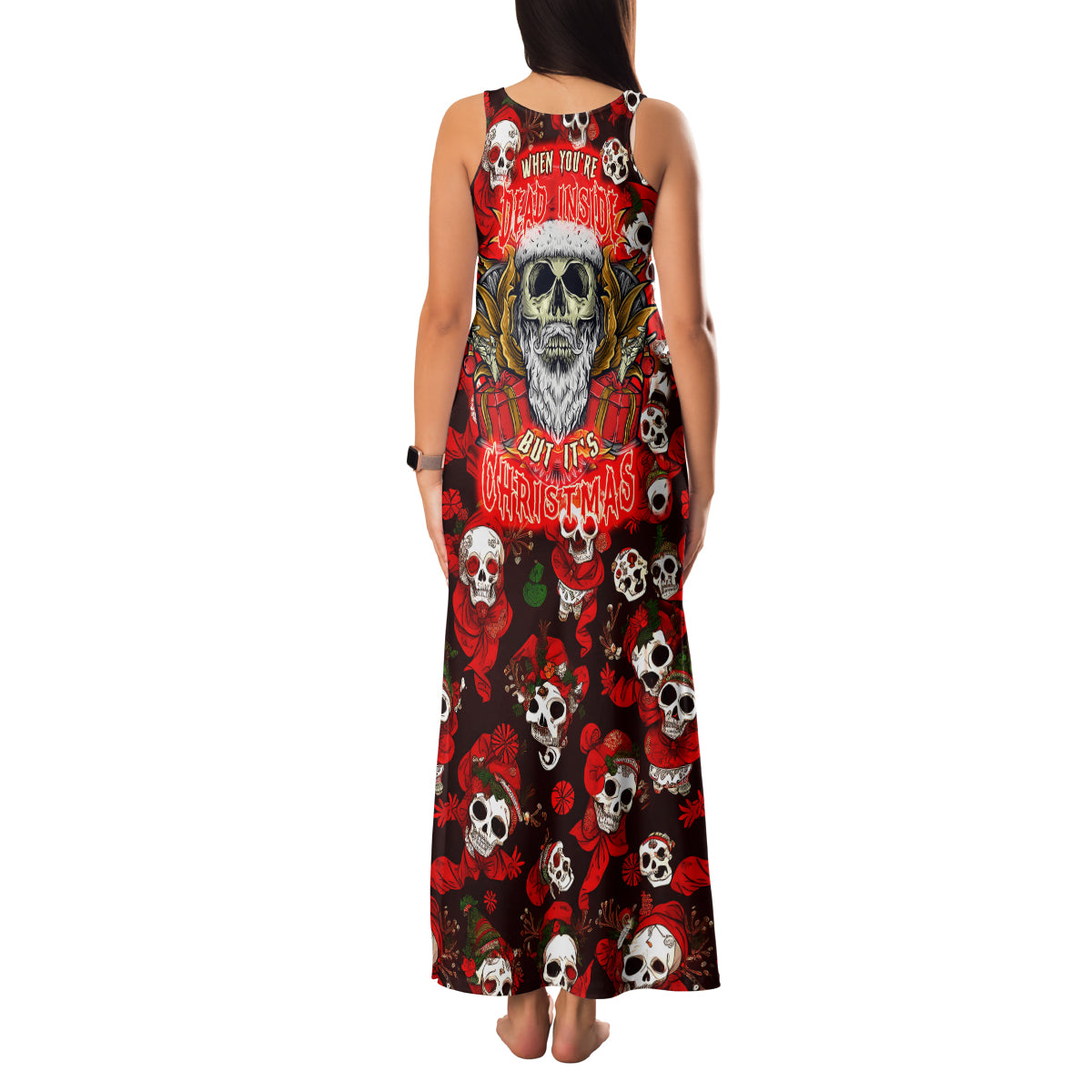 Christmas Skull Family Matching Tank Maxi Dress and Hawaiian Shirt When You're Dead Inside But It's Christmas - Wonder Print Shop