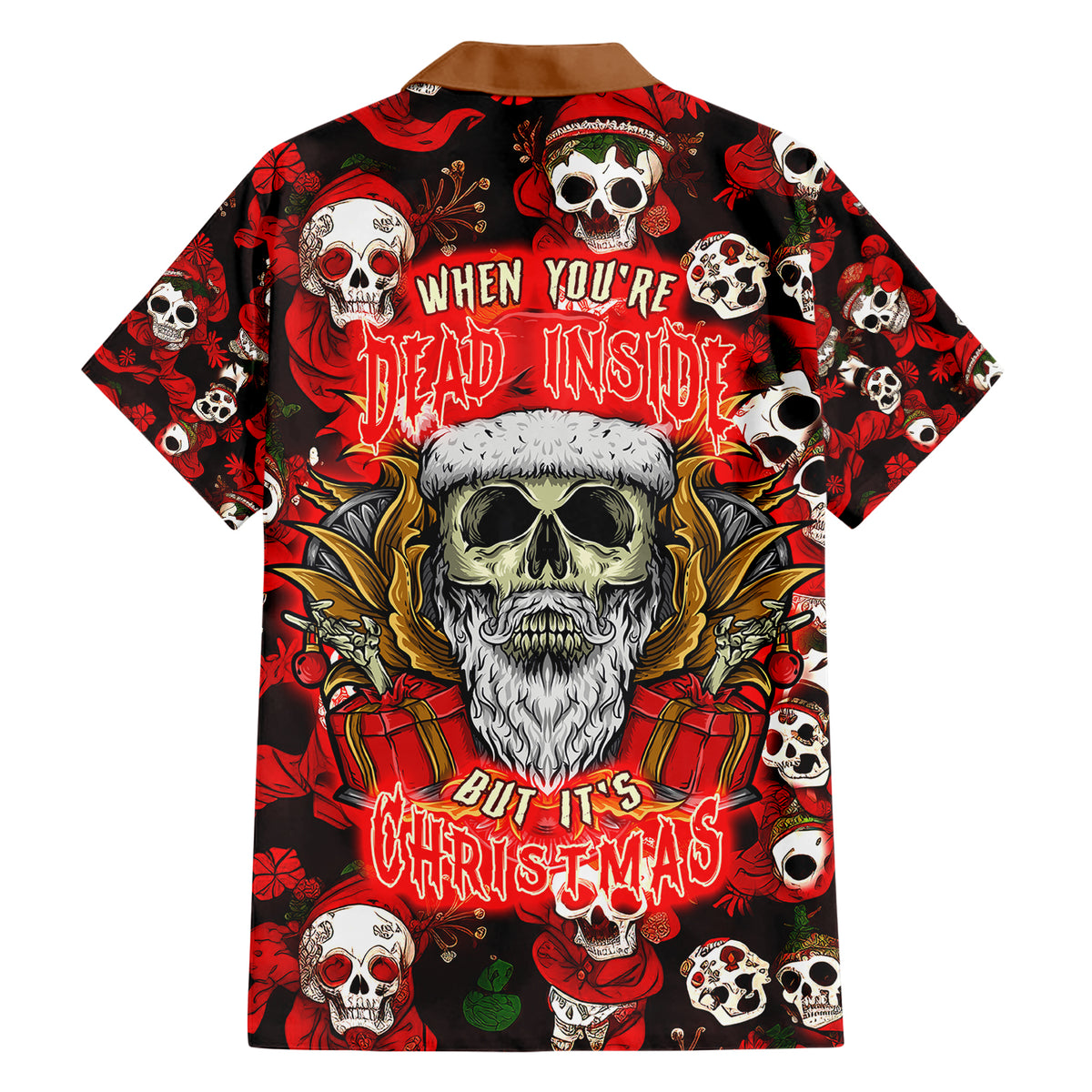 Christmas Skull Hawaiian Shirt When You're Dead Inside But It's Christmas - Wonder Print Shop