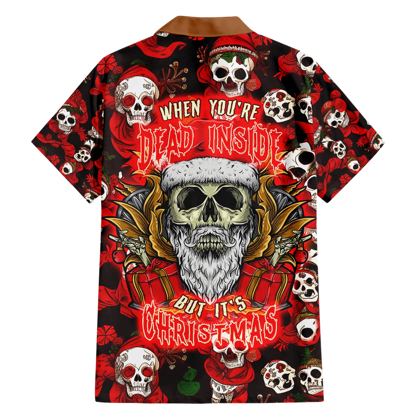Christmas Skull Hawaiian Shirt When You're Dead Inside But It's Christmas - Wonder Print Shop