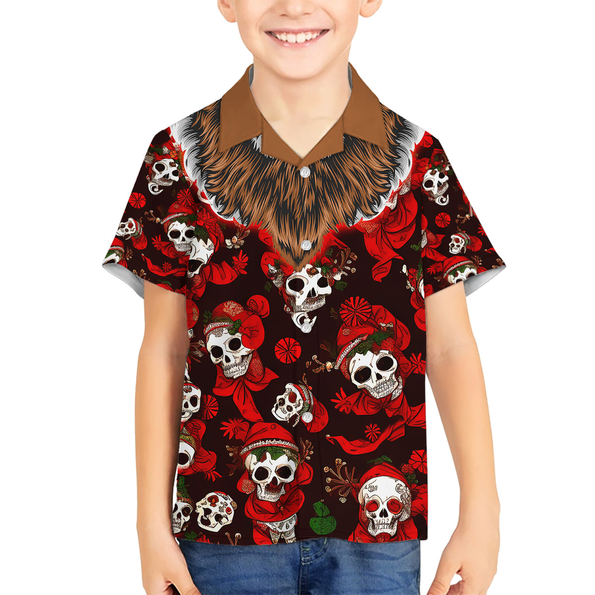 Christmas Skull Kid Hawaiian Shirt When You're Dead Inside But It's Christmas - Wonder Print Shop