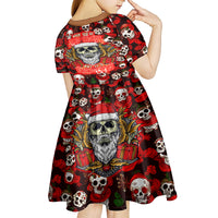 Christmas Skull Kid Short Sleeve Dress When You're Dead Inside But It's Christmas - Wonder Print Shop