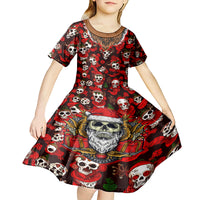 Christmas Skull Kid Short Sleeve Dress When You're Dead Inside But It's Christmas - Wonder Print Shop