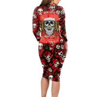 Christmas Skull Long Sleeve Bodycon Dress When You're Dead Inside But It's Christmas - Wonder Print Shop